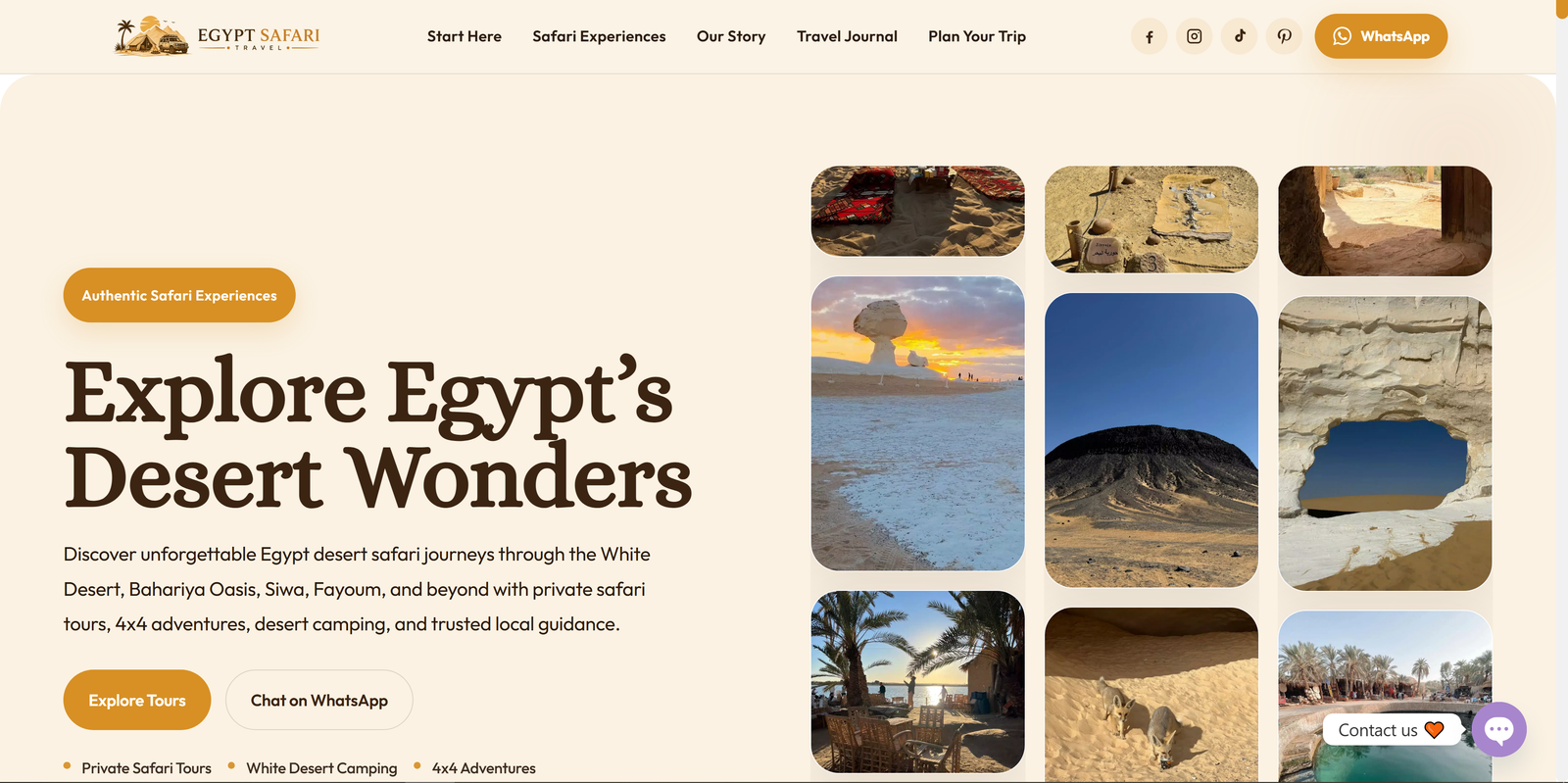 Egypt Safari Travel high quality website hero